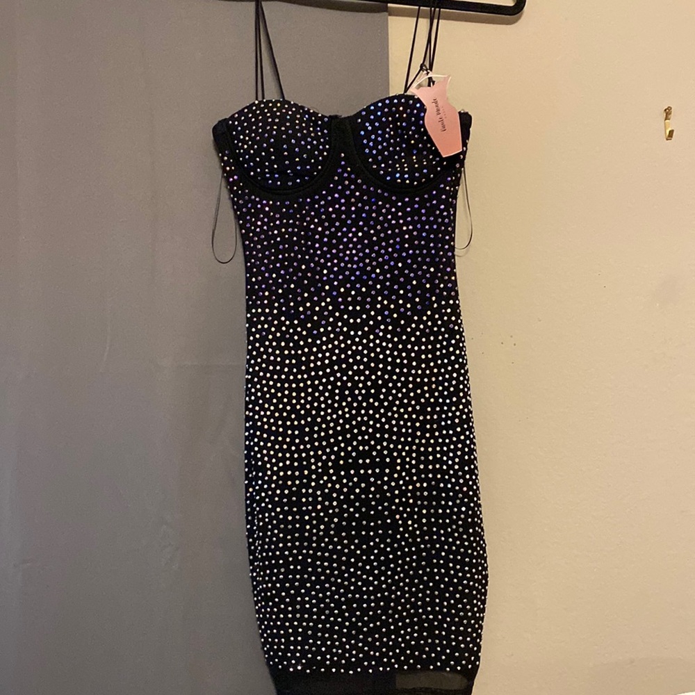 Special occasion black mini sequin dress